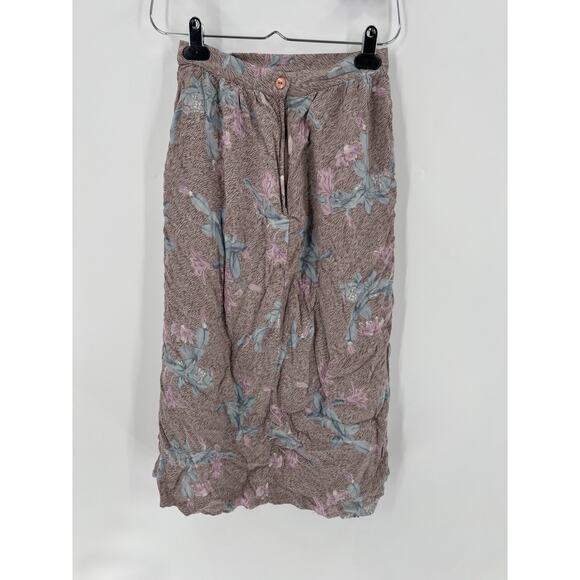 Ms Interpret Vintage Skirt Womens XS Pink Blue Floral Midi Pleated Pockets Zip - Picture 6 of 13